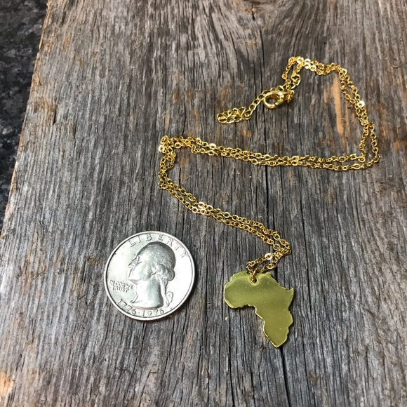 Stainless Steel Gold Africa Pendant Necklace - Picture 2 of 2